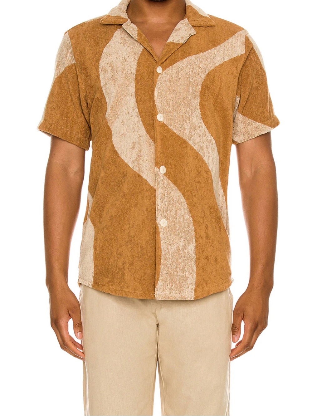 Earth Tone Wave Knit Resort Shirt | Coastal Cool Vacation Vibes